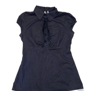 made in the usa vintage y2k pinstripe button up puff sleeve blouse